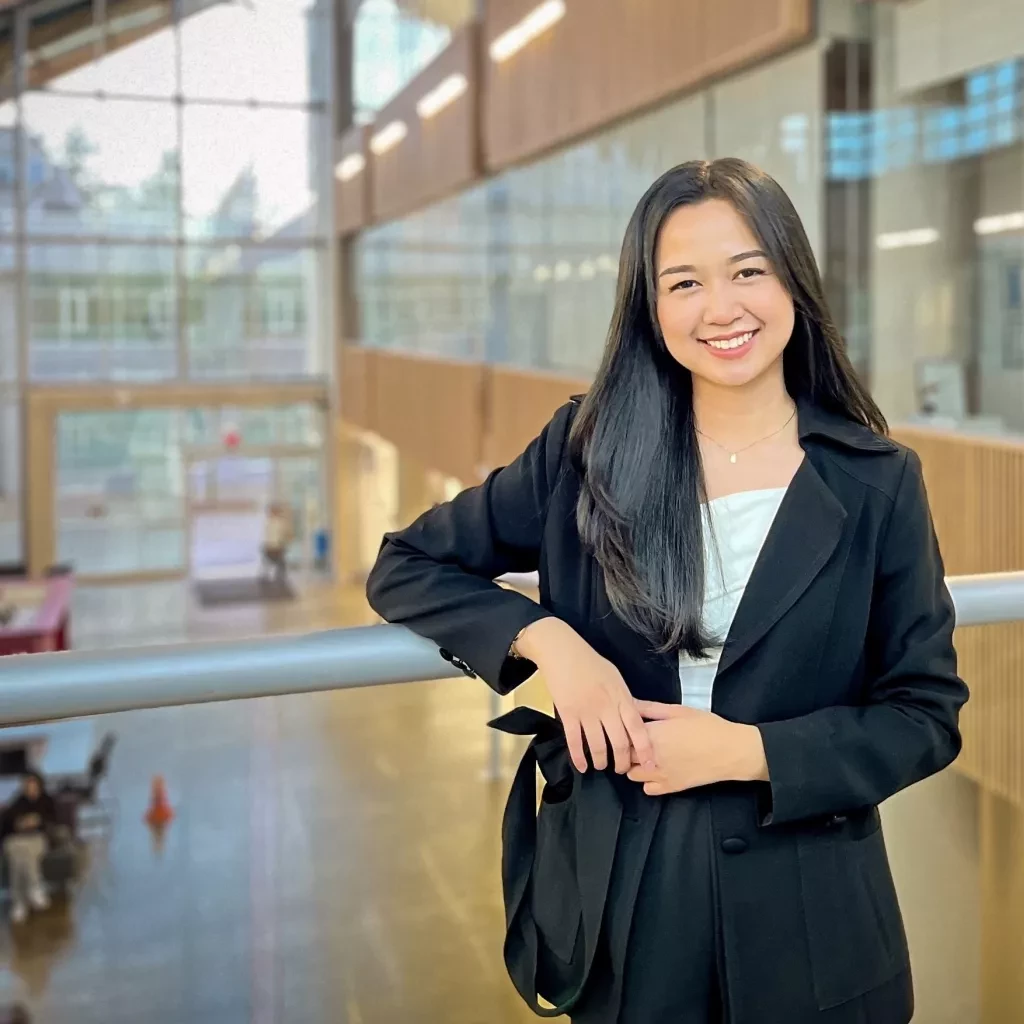 Nhicelee Galapate stands inside KPU Surrey campus